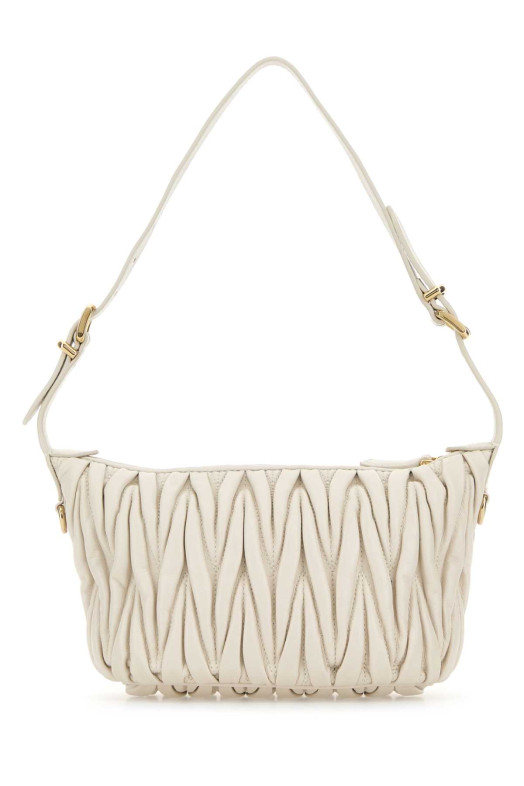 Біла шкіряна сумочка Чорна MIU MIU (5NE026AFPP)