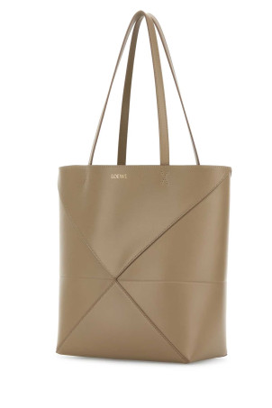 Бежева шкіряна середня сумка для покупок Puzzle Fold Brown LOEWE (A657G50X01)
