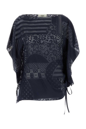 Темно-синій топ з віскозної суміші FENDI (FS8268AUJX) Темно-синій топ з віскозної суміші FENDI (FS8268AUJX)