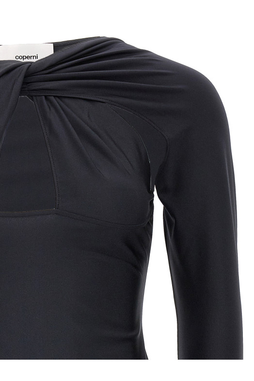 Платье с вырезами и асимметричным подолом, черное COPERNI (COPJS18545BLACK) Платье с вырезами и асимметричным подолом, черное COPERNI (COPJS18545BLACK)