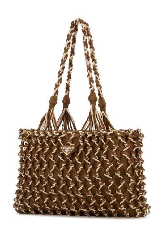 Двухцветная сетчатая сумка для покупок PRADA (1BG5752HHE) Двухцветная сетчатая сумка для покупок PRADA (1BG5752HHE)