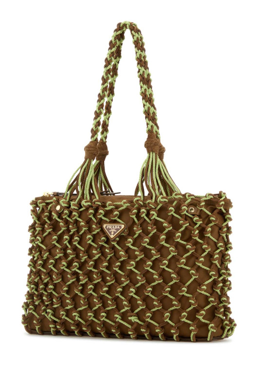 Двухцветная сетчатая сумка для покупок PRADA (1BG5752HHE) Двухцветная сетчатая сумка для покупок PRADA (1BG5752HHE)