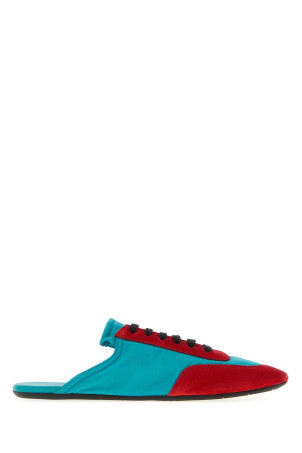 Двухцветные замшевые и нейлоновые тапочки PRADA (1E989NF005LQ0) Двухцветные замшевые и нейлоновые тапочки PRADA (1E989NF005LQ0)