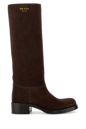Коричневые замшевые ботинки PRADA (1W148OF045103)