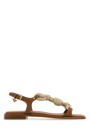 Двухцветные тканевые и кожаные сандалии PRADA (1X994NF010248) Двухцветные тканевые и кожаные сандалии PRADA (1X994NF010248)