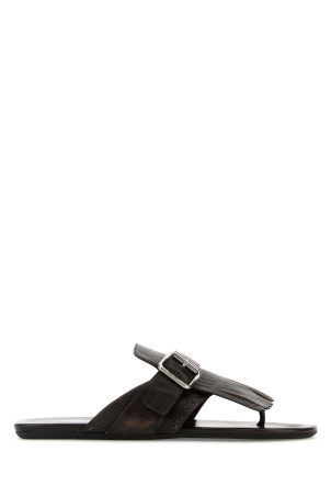 Dark brown leather Shuffle thong slippers PRADA (1Y961NFA005070) Dark brown leather Shuffle thong slippers PRADA (1Y961NFA005070)