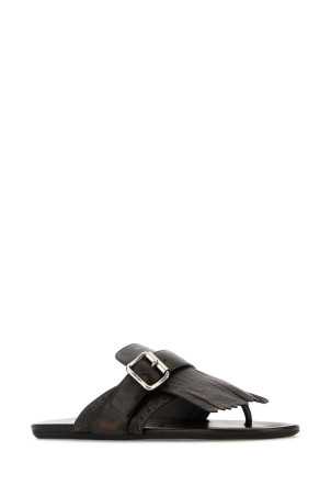 Dark brown leather Shuffle thong slippers PRADA (1Y961NFA005070) Dark brown leather Shuffle thong slippers PRADA (1Y961NFA005070)