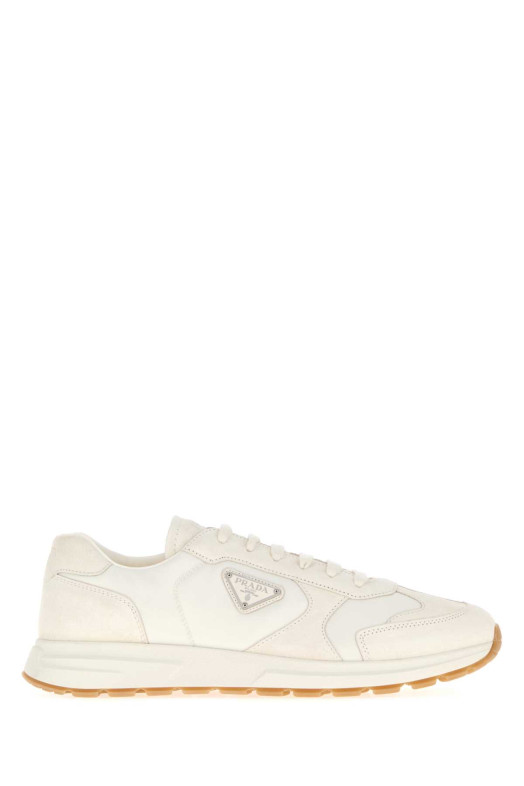 White Re-Nylon and suede sneakers PRADA (2EE455FG000D7R)
