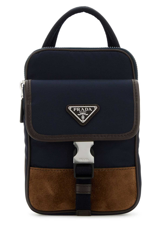 Двухцветный чехол для телефона из нейлона и замши PRADA (2ZH194384) Двухцветный чехол для телефона из нейлона и замши PRADA (2ZH194384)