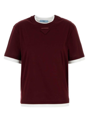 Burgundy cotton t-shirt PRADA (3547BSAAO15ZG) Burgundy cotton t-shirt PRADA (3547BSAAO15ZG)