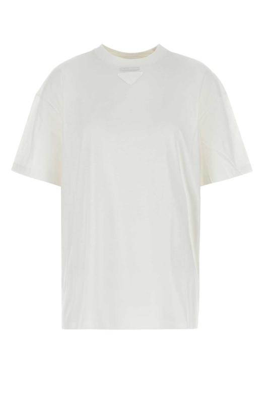 White cotton oversize t-shirt Black PRADA (3558AS21111CD) White cotton oversize t-shirt Black PRADA (3558AS21111CD)