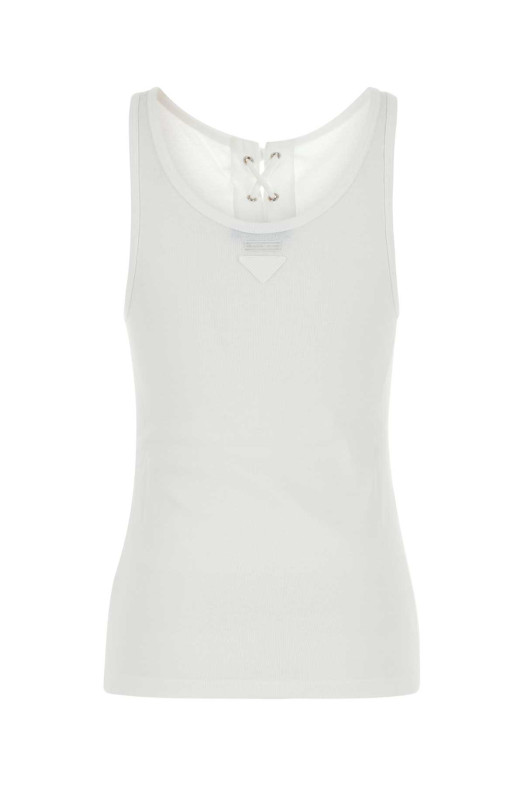 White cotton tank top Black PRADA (39603SOOO10Z0) White cotton tank top Black PRADA (39603SOOO10Z0)