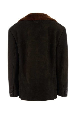 Dark brown suede blazer PRADA (56A222SOOO1V97)