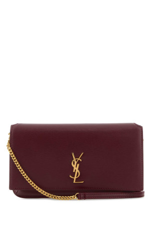 Кожаный чехол для телефона бордового цвета SAINT LAURENT (6350950U40J)