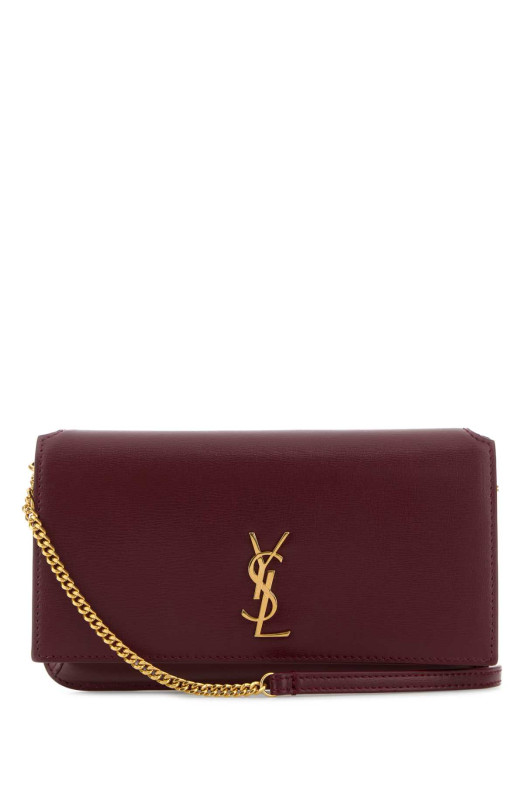 Кожаный чехол для телефона бордового цвета SAINT LAURENT (6350950U40J)