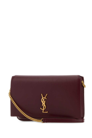 Кожаный чехол для телефона бордового цвета SAINT LAURENT (6350950U40J)