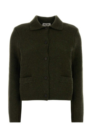 Bottle green wool cardigan MIU MIU (MMJ151SOOO18H1)