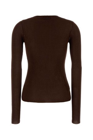 Chocolate silk t-shirt MIU MIU (MML01BSOOO18BQ)