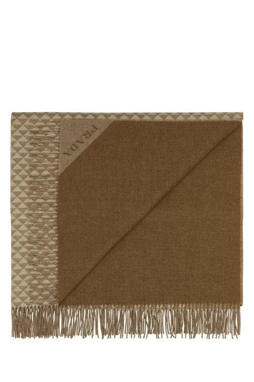 Embroidered wool blend Symbole Double blanket PRADA (OX10132GAP)