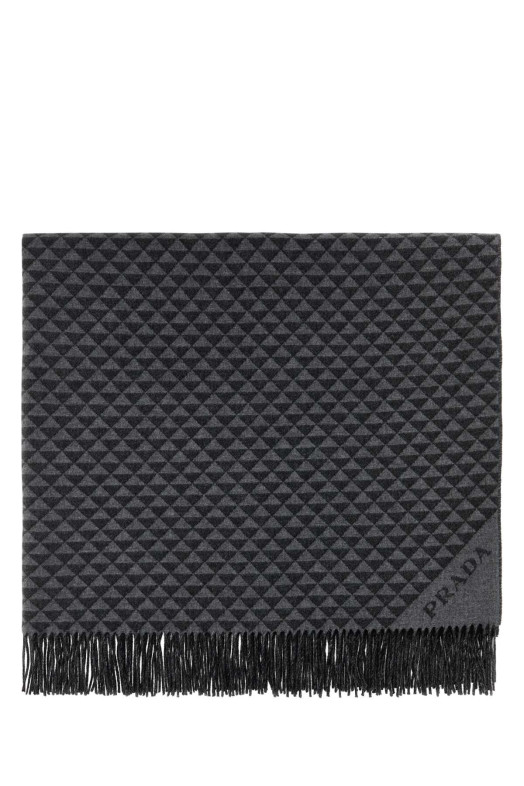 Embroidered wool blend Symbole Double blanket PRADA (OX10132GAP)