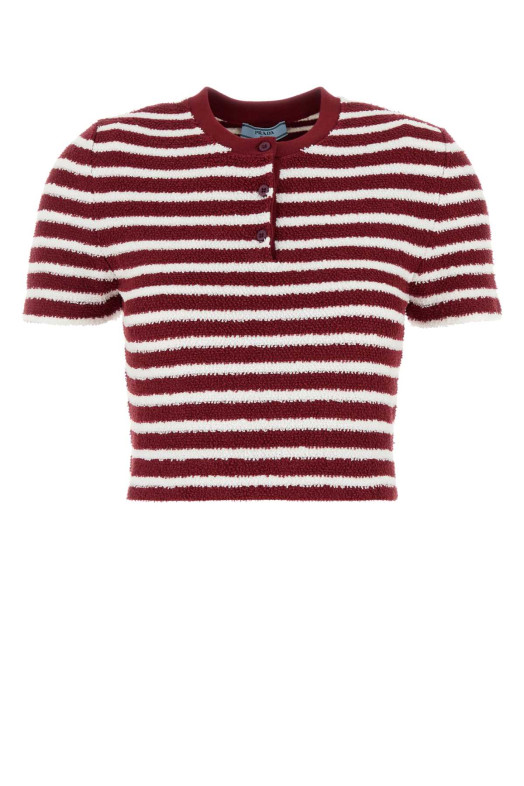 Вишита махрова футболка-поло PRADA (P24N2TSOOO16VI)