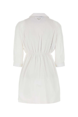Біла поплінова сукня-сорочка Чорна PRADA (P3N15ESOOO1XV2)