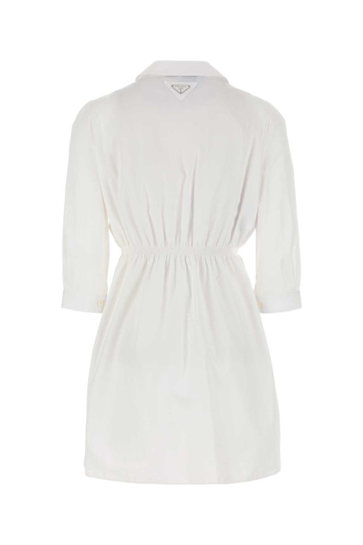 Біла поплінова сукня-сорочка Чорна PRADA (P3N15ESOOO1XV2)