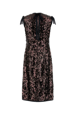 Коричневое платье с пайетками PRADA (P3O78RSOOO176A)