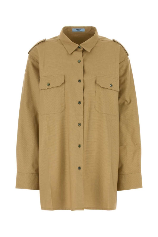Camel cotton oversize shirt PRADA (P496HSOOO16TE)