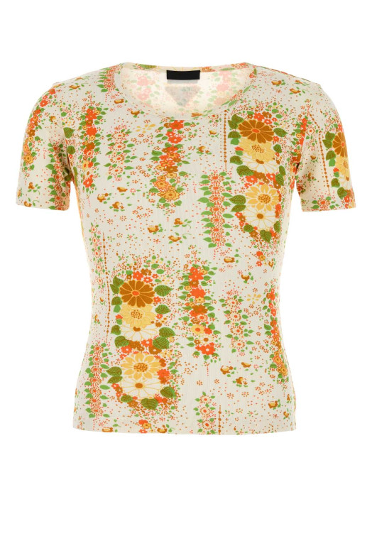 Printed cotton t-shirt Red PRADA (UJN944SOOO174U) Printed cotton t-shirt Red PRADA (UJN944SOOO174U)