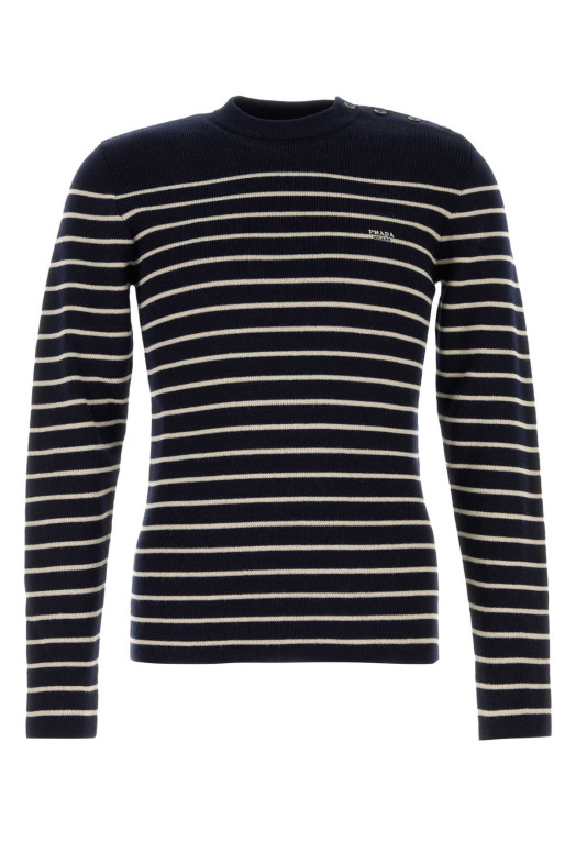 Embroidered wool sweater Blue PRADA (UMF116SOOO17V5) Embroidered wool sweater Blue PRADA (UMF116SOOO17V5)