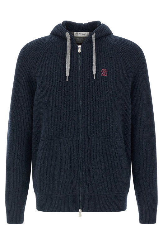 Кардиган з капюшоном Синій BRUNELLO CUCINELLI M22704806GCW425