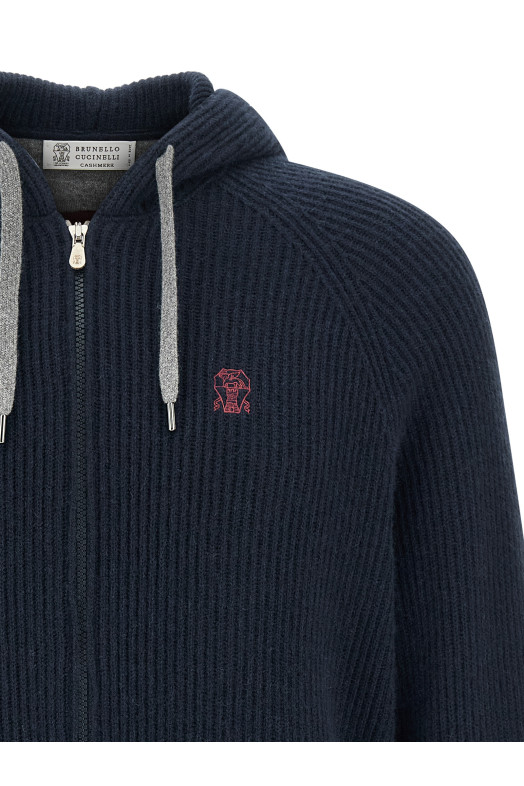 Кардиган з капюшоном Синій BRUNELLO CUCINELLI M22704806GCW425