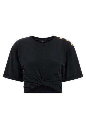 Knotted crop t-shirt Black