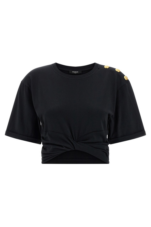 Knotted crop t-shirt Black Knotted crop t-shirt Black