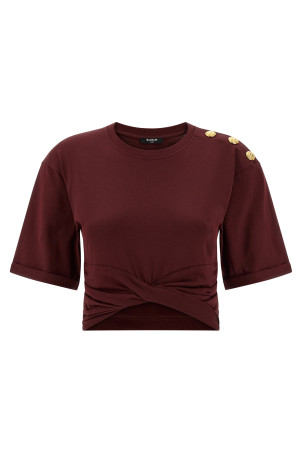 Knotted crop t-shirt Bordeaux
