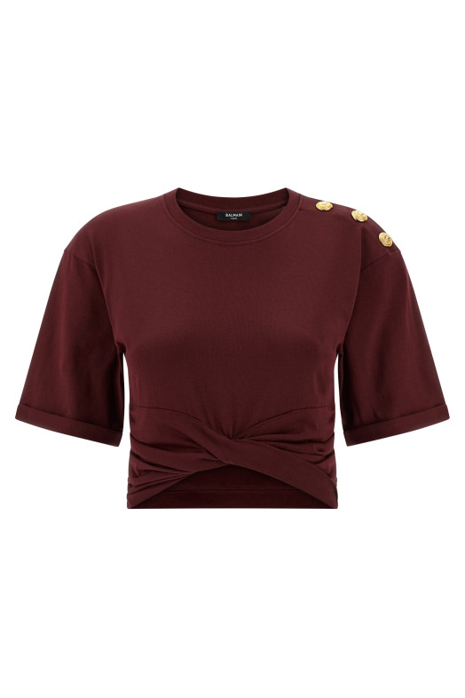 Knotted crop t-shirt Bordeaux Knotted crop t-shirt Bordeaux