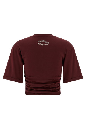 Knotted crop t-shirt Bordeaux
