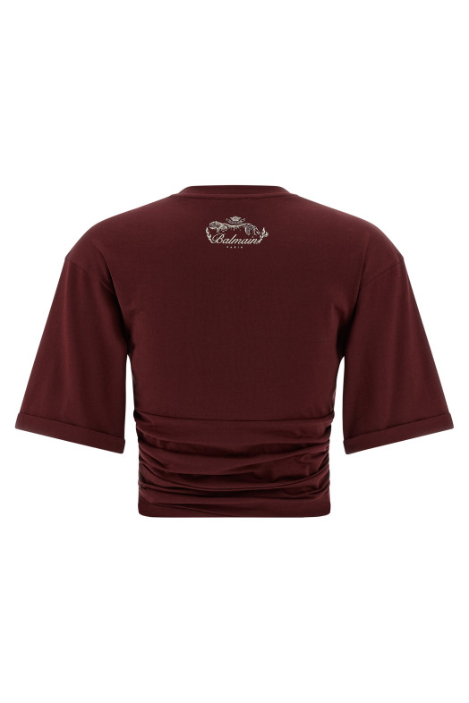 Knotted crop t-shirt Bordeaux Knotted crop t-shirt Bordeaux