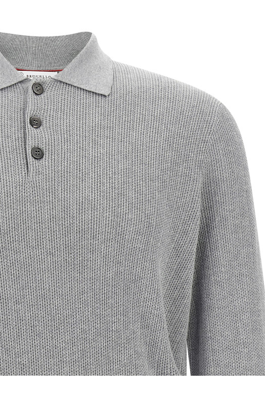 Honeycomb cotton polo shirt Gray