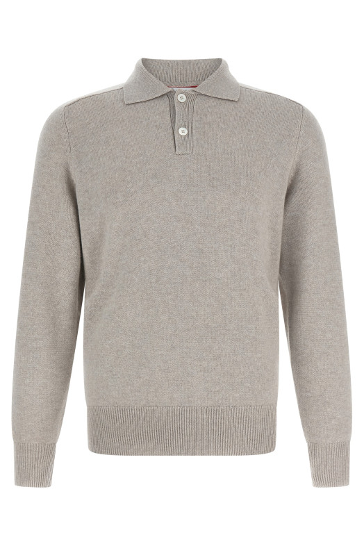 Кашемірова сорочка-поло Бежева BRUNELLO CUCINELLI M22707005CTO75