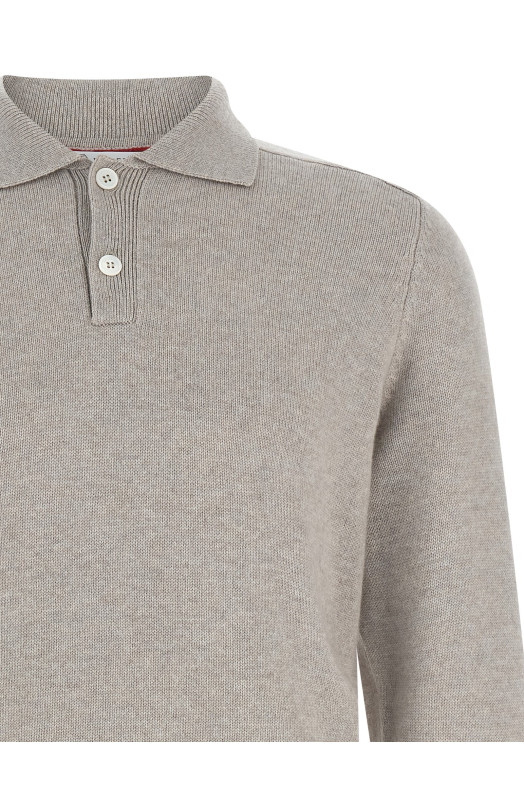 Кашемірова сорочка-поло Бежева BRUNELLO CUCINELLI M22707005CTO75