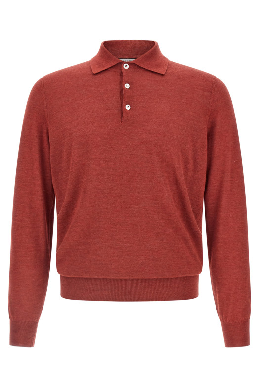Бритая трикотажная рубашка-поло Красная BRUNELLO CUCINELLI MSY00295CUP87 Бритая трикотажная рубашка-поло Красная BRUNELLO CUCINELLI MSY00295CUP87