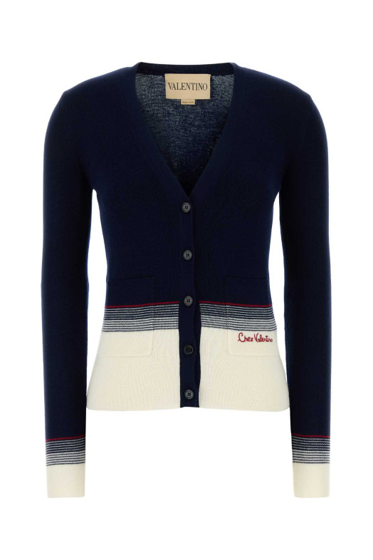 Navy blue wool cardigan VALENTINO GARAVANI (7B3KA12A9GQ)