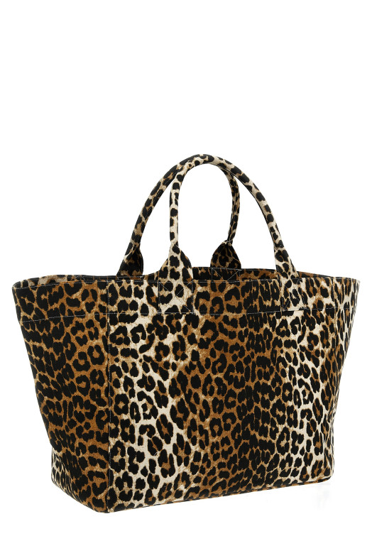Большая сумка для покупок с леопардовым принтом, коричневая GANNI A5822943 Большая сумка для покупок с леопардовым принтом, коричневая GANNI A5822943