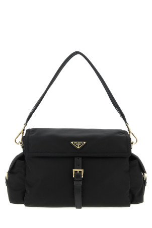 'Explore' Re-Nylon bag with flap Black 'Explore' Re-Nylon bag with flap Black