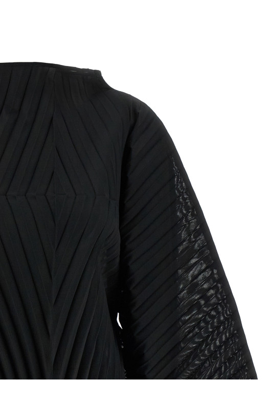 Блузка «Волнистые складки» Черная IM58FJ16215