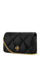 Black leather Kira clutch TORY BURCH (158624)