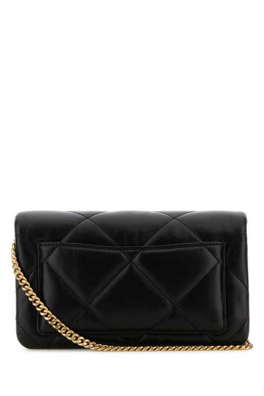 Black leather Kira clutch TORY BURCH (158624)