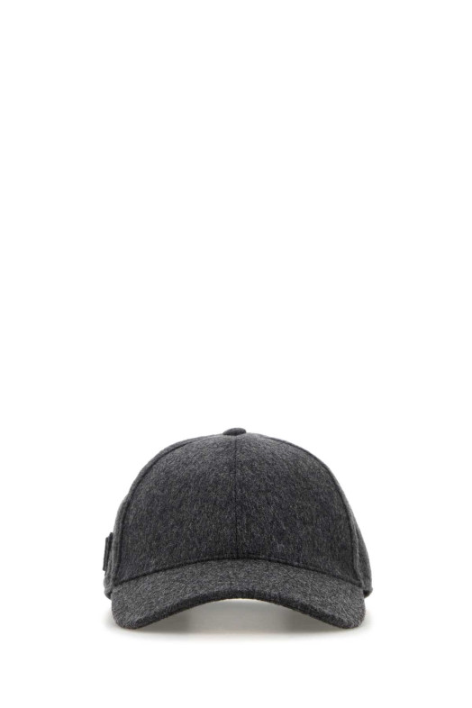 Dark grey flannel baseball cap PRADA (1HC274C2O) Dark grey flannel baseball cap PRADA (1HC274C2O)